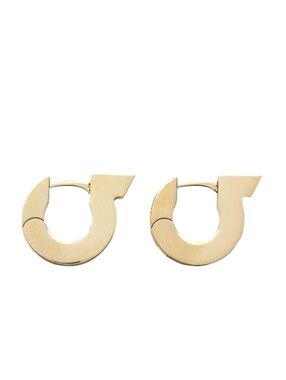 NIB FERRAGAMO GANCINI Gold Geometric Hoop Earrings